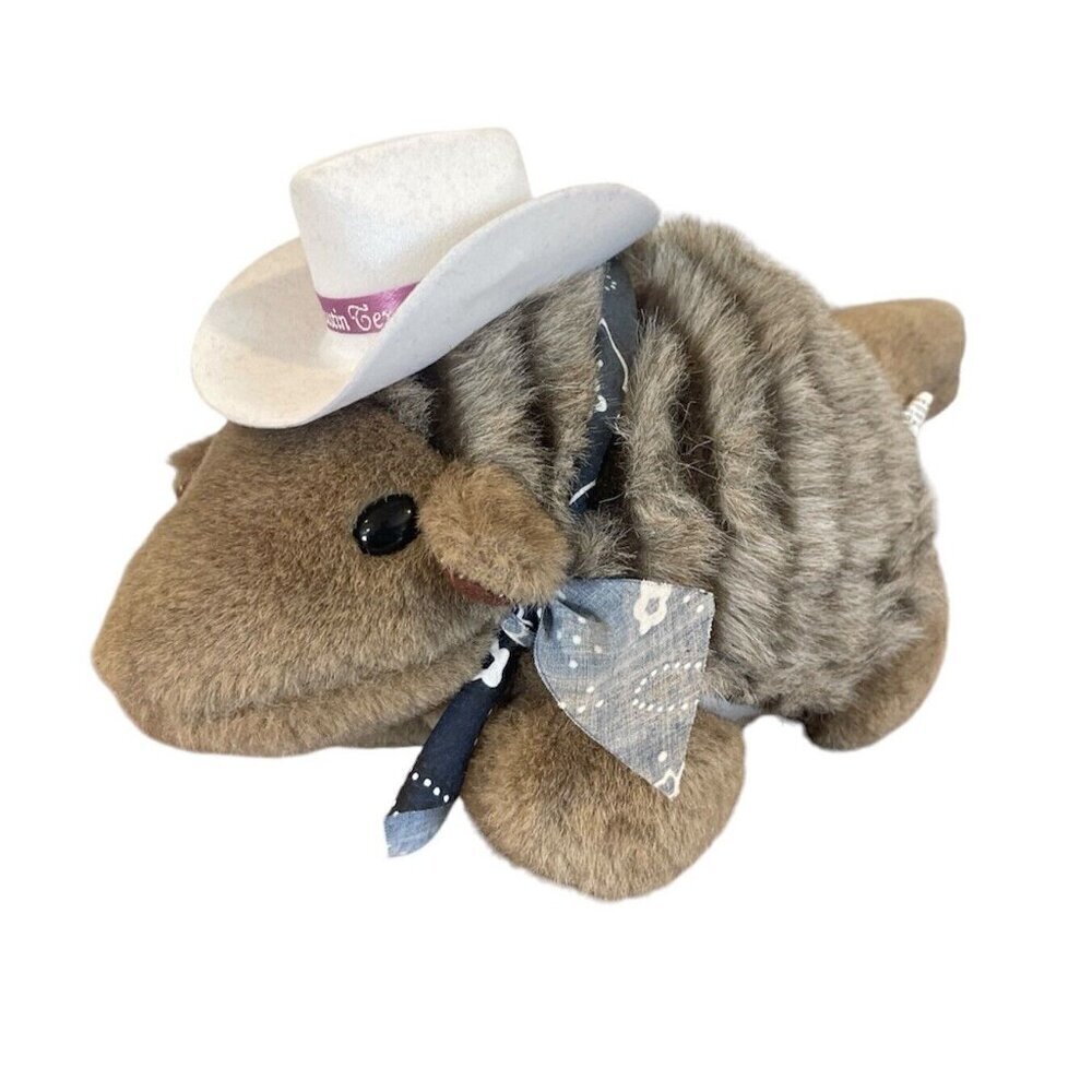 Yippi Yi Yay Texas Armadillo Plush Austin Cowboy Hat Stuffed Animal 11” Vintage